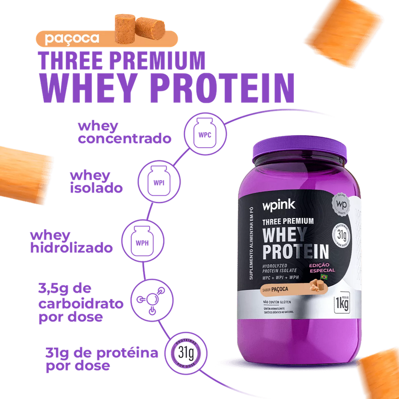 three premium whey protein paçoca 3W - (1kg)